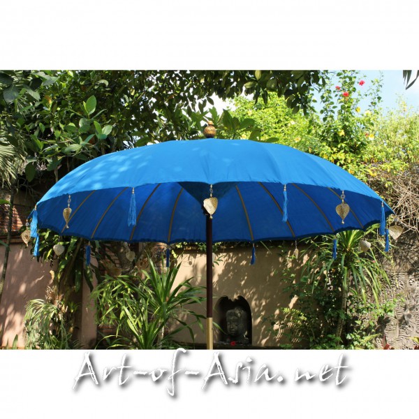 Bild 2 - Bali-Sonnenschirm, 220cm Ø, Azur Blue / gold