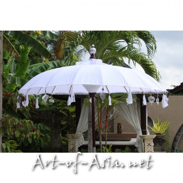 Bild 2 - Bali-Sonnenschirm, 180cm Ø, Blanc de Blanc bemalt / silber