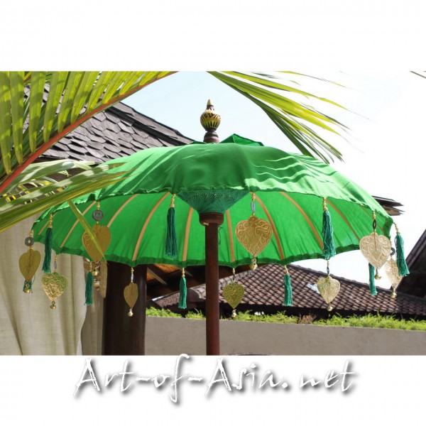 Bild 2 - Bali-Tempelschirm, 090cm Ø, Vibrant Green / gold