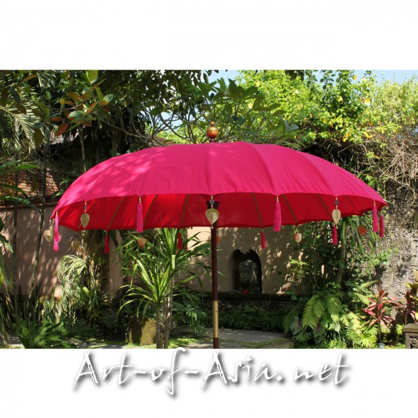 Bild 2 - Bali-Sonnenschirm, 220cm Ø, Rose Red / gold