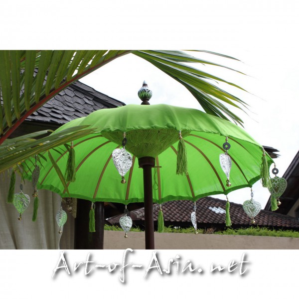 Bild 2 - Bali-Tempelschirm, 090cm Ø, Bright Lime Green / silber