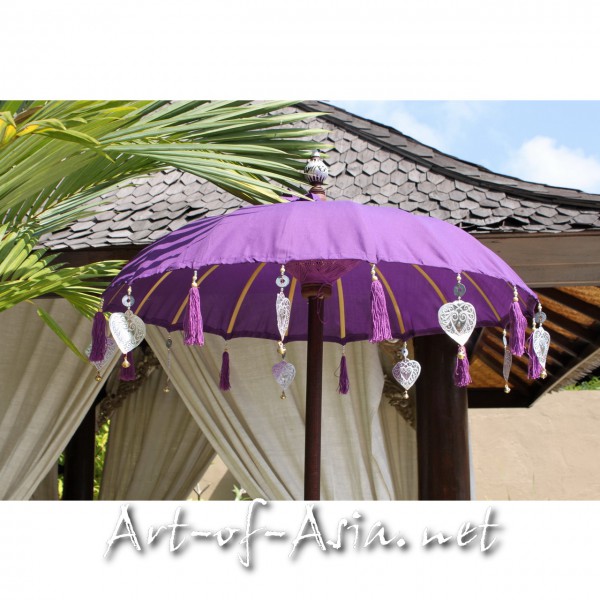 Bild 2 - Bali-Tempelschirm, 090cm Ø, Royal Purple / gold