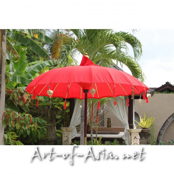 Bild 2 - Bali-Sonnenschirm, 180cm Ø, Chinese Red / silber