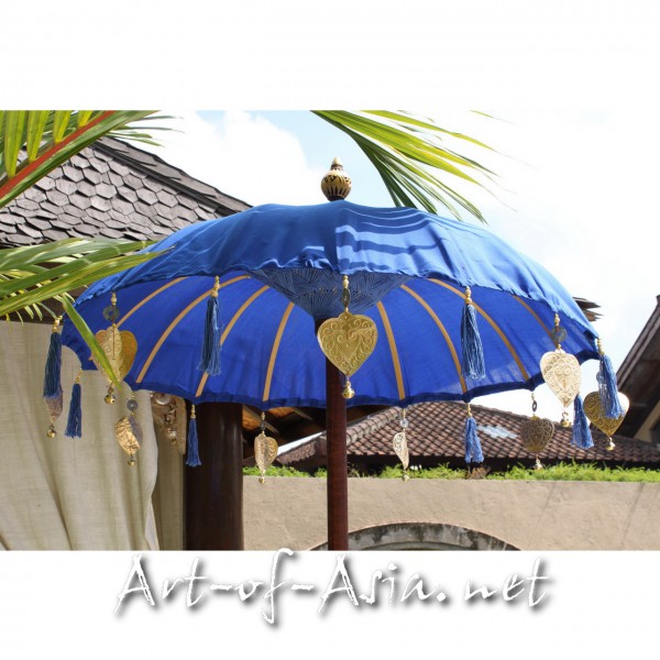 Bild 2 - Bali-Tempelschirm, 090cm Ø, Dazzling Blue / silber
