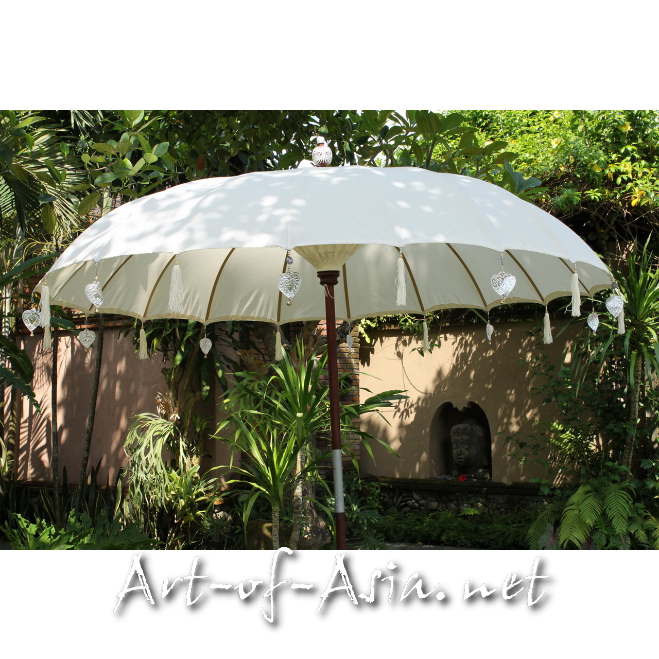 Bali-Sonnenschirm, 220cm Ø, Natur (creme) / gold | Schirme