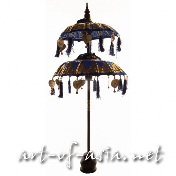 Bild 2 - Bali-Dekoschirm 2-fach, Dazzling Blue / gold, gold bemalt